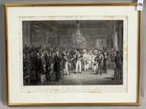 an old picture of a group of people standing in a room