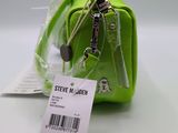 a green purse with a price tag attached to it