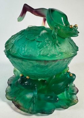 DAUM France : BONBONNIÈRE en pâte de verre dans les tons ver… - Photo 1