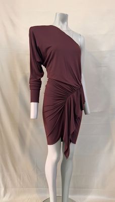 an image of a mannequin dressed in a maroon dress