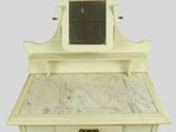 a marble top desk with a mirror on it