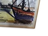 a picture of a painting of a boat on the water