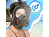a woman wearing a diving mask and a snorg