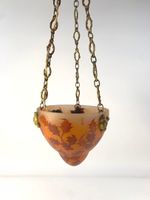 Verrerie de LEUNE (1861-1930) : Lustre coupole à décor de br… (photo 4)