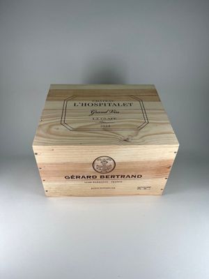 the box is made of wood and has a logo on it