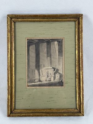 painting of a man sitting in a chair in a room with a window