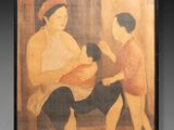 une image d'une peinture représentant une femme tenant un bébé et un enfant
