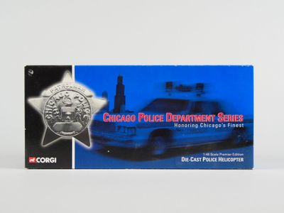 Carte de service du service de police de Chicago, avec une voiture de police en arrière-plan