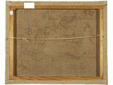 an old picture of a wooden frame with a rope hanging from it ' s side