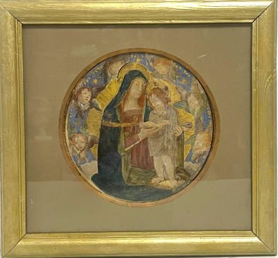 une image d'un tableau représentant une femme tenant un enfant sur ses genoux
