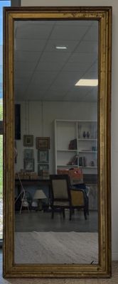 un grand miroir au milieu d'une pièce donnant sur un champ