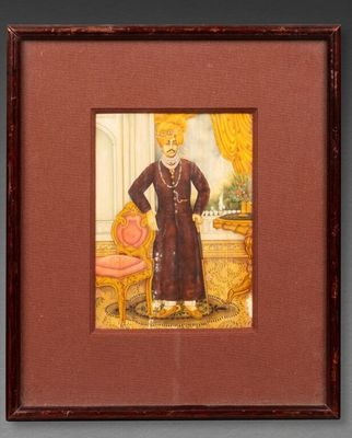 École Moghol du XIXème siècle. Portrait en plein pied d'un p…