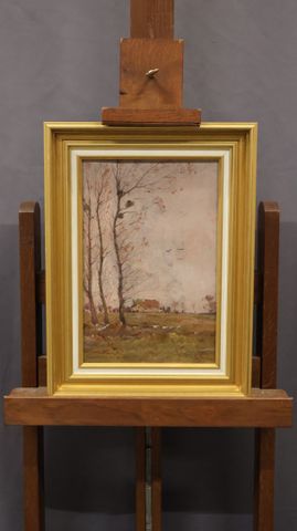 « Vue de village ». Huile sur panneau. Signature à identifier en ...
