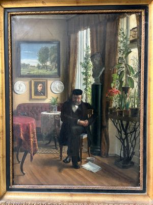 Ecole scandinave vers 1900 Homme dans un intérieur