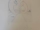 a drawing on the wall of a bathroom with a toilet and sink