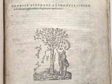 un vieux livre avec une image représentant un homme et une femme dans un arbre
