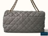 a close up of a purse with a chain on it