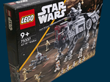 une boîte contenant des sets Lego Star Wars sur fond bleu