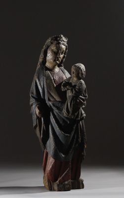 FRANCE, XVème Vierge à l'Enfant Important sujet en bois moul…