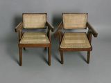 paire de fauteuils danois du milieu du siècle, avec dossier en rotin