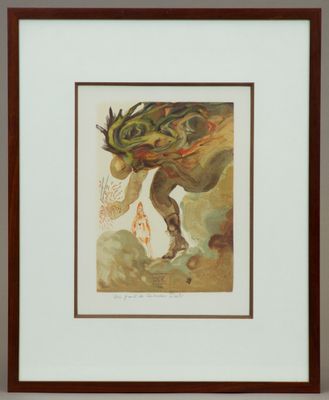 une image représentant un tableau où l'on voit un homme avec un dragon sur la tête