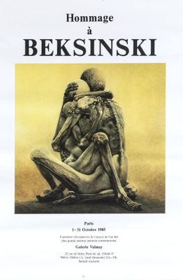 an image of a poster with a statue of a man sitting on a bench