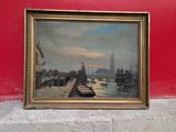 a picture of a painting hanging on a red wall