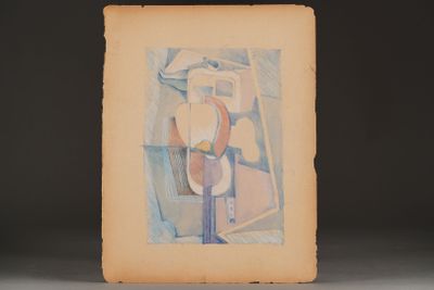 an image of a painting of a vase with a flower in it