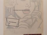 a drawing of a woman talking on a cell phone