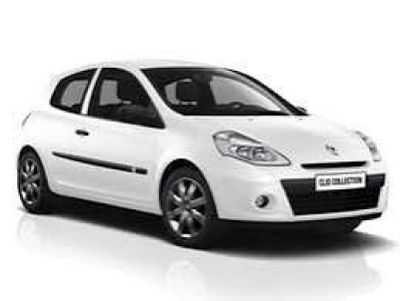 the small white car is parked on a white surface