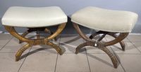Paire de tabourets curule en bois sculpté de têtes de cygne … (photo 5)