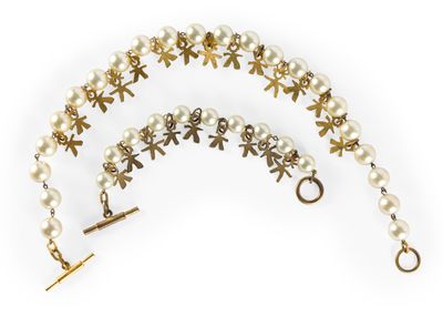 BICHE DE BERE - COLLIER + BRACELET en perles blanches d'imit… - Photo 1