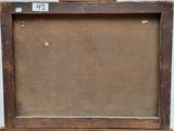 an old wooden box with a brown cover and a number on it