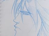 drawing of a young man with long hair and a tie