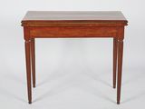 an old wooden table with a marble top on a white background