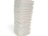 a tall white paper lantern on a stick on a white background