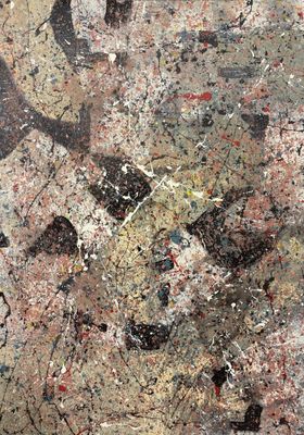 une image représentant un gros plan d'un tableau sur lequel on voit des éclaboussures de peinture