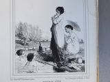 un vieux livre avec la photo d'une femme et de deux enfants