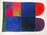 an image of a painting of a red, blue, green, and yellow block