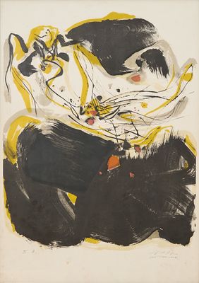 une image représentant une peinture noire et jaune sur fond blanc