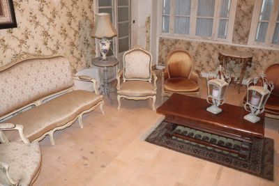a living room with a lot of furniture in it