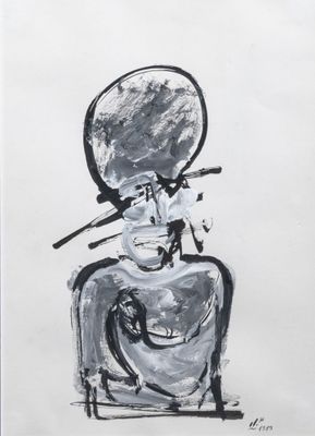 l'image d'un dessin représentant une femme assise sur une chaise