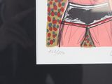 a drawing of a man in underwear on display in a shop window