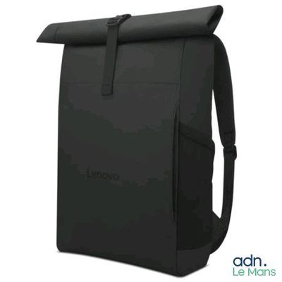 the back of a black backpack with a strap on it