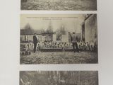 three old black and white photos of a group of people playing baseball