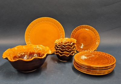 VAULLAURIS Service à fruits en céramique émaillée dans les t…