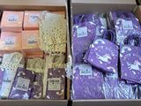 two boxes of soaps and soap bars in the same box