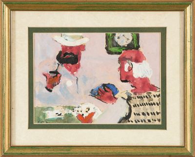 an image of a painting of a group of people with hats on