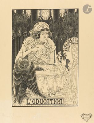illustration représentant une femme assise à une table, un oiseau dans la main
