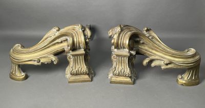 pair of antique gold painted cast iron fireplace mantles